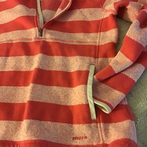 Pink striped fleece women’s size Large  Patagonia